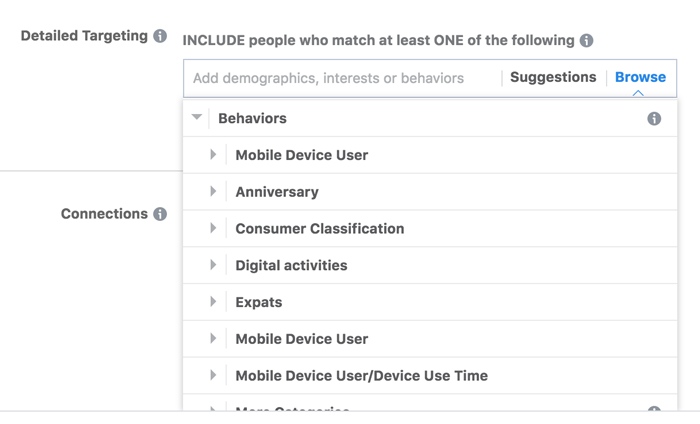 Facebook Targeting Behaviours